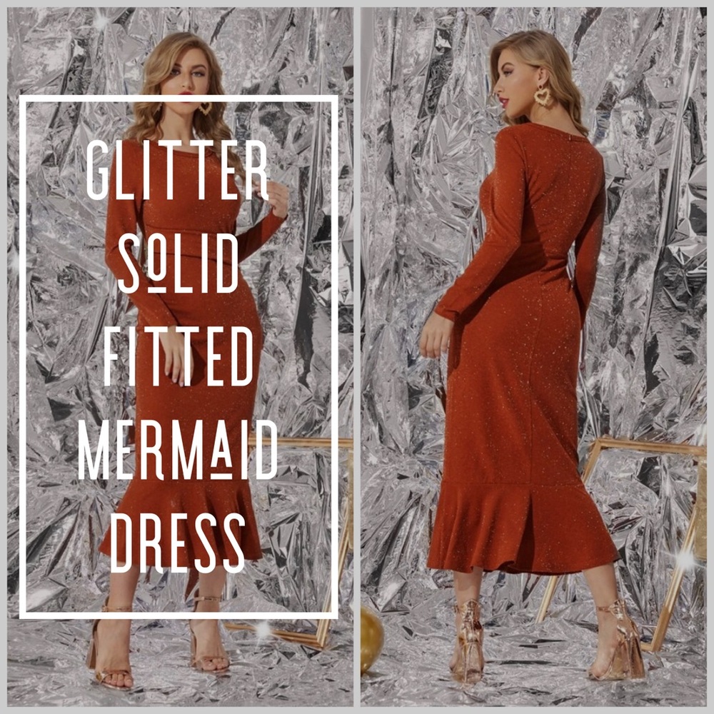 NWOT: Glitter Solid Fitted Mermaid Dress